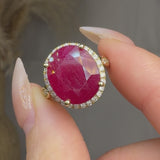 "Calzirel" Ruby 11.12 Carat Oval Cut Lab Grown Diamond Shoulder Engagement Ring HLR15