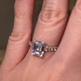 "Delia" 1 Carat Emerald Cut Diamond Grain Set Diamond Band Engagement Ring DSEC04