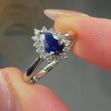 "Lyza" Blue Sapphire 0.41 Carat Pear Cut Natural Diamond Engagement Ring HR1264