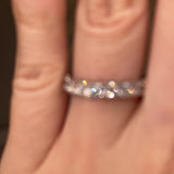 Lab Diamond Scallop Set Half Eternity Band Wedding Ring SRB