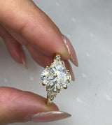 "Tiana" Oval Cut 2 Carat Diamond Shoulder 18K Yellow Gold Engagement