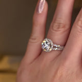 "Nova" 1 carat Halo Round Brilliant Cut Diamond Double Row Split Diamond Shoulder Engagement Ring HARB10