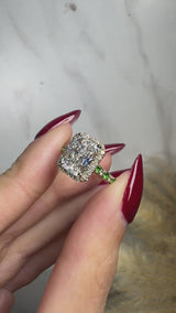 "Delanda" Halo Radiant Cut 4 Carat Diamond Shoulder Engagement Ring