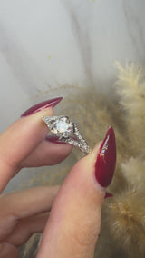 "Zyne" 1.5 Carat Round Cut Diamond Shoulder Matching Set Engagement Ring