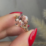 "Kristina" 2.2 Carat Lab Grown Fancy Vivid Pink Oval Cut and Marquise Diamond Shoulder Engagement Ring