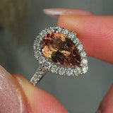 "Vireon" Brown Sapphire 1.2 Carat Pear Cut Natural Diamond Shoulder Engagement Ring HR1472