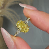 "Orzelyn" Yellow 1.58 Carat Oval Cut Lab Grown Diamond Shoulder Engagement Ring HLR444