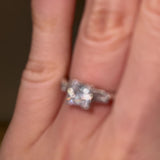 "Darcy" 1 Carat Three Stone Princess Cut with Tapered Baguette Cut Diamond Trilogy Engagement Ring 3SPC03