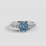 "Kade" Oval Cut 2 Carat Blue Diamond Shoulder Engagement Ring DSOC14
