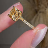 Helen 2 Carat Cushion Cut Cognac/Brown Diamond Pave-set Diamond Band