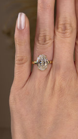 "Silvy" 4 Carat Solitaire Oval Cut Diamond 18K Yellow Gold Engagement Ring