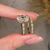 "Goldie" 1.60 Carat Bridal Set Oval Cut Diamond Shoulders Eternity 18K Yellow Gold Engagement Ring