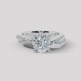 "Payton" Round Cut 3 Carat Twisted Diamond Shoulder Rose Gold Engagement Ring DSRB27
