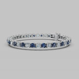 Round Brilliant Diamond and Sapphire 4 Claw Bracelet BRDS45345