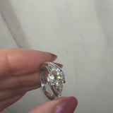 "Swirley" Three Stone Round Cut 3 Carat Trilogy Engagement Ring