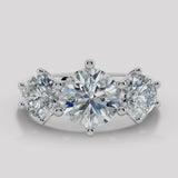 "Piper" Three Stone Round Brilliant Cut Diamond 1 Carat Trilogy Engagement Ring 3SRB52