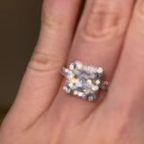 "Clara" 1 Carat Square Halo Princess Cut Diamond Shoulder Engagement Ring HAPC02