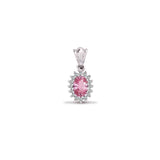 9ct White Gold Diamond And Pink Sapphire Pendant - HEERA DIAMONDS