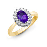 9ct Yellow Gold Diamond And Amethyst Ring - HEERA DIAMONDS