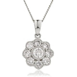 Diamond Flower Cluster Pendant with Halo - HEERA DIAMONDS